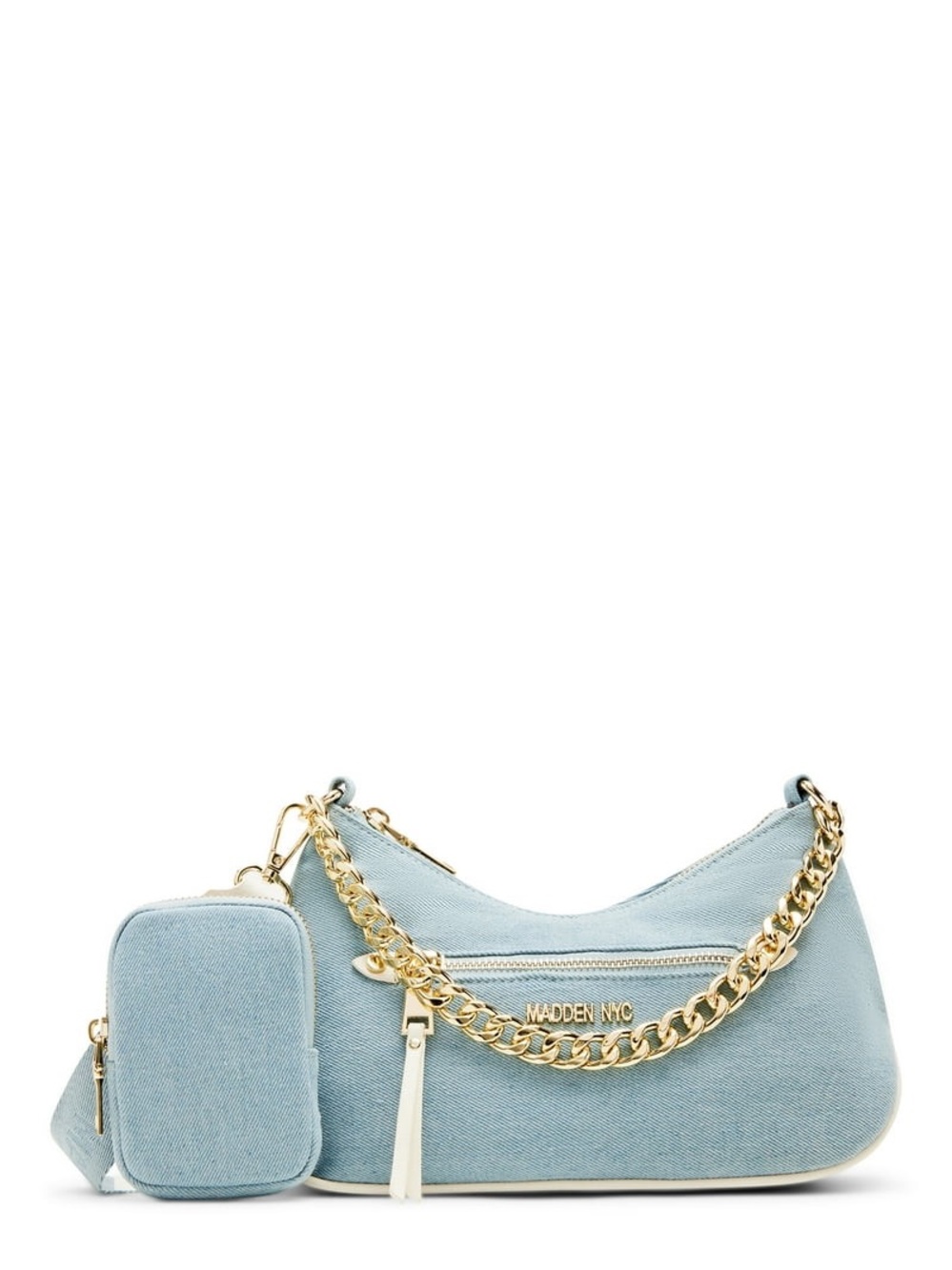 Steve Madden Women's Chain Crossbody Handbag with pouch. Denim